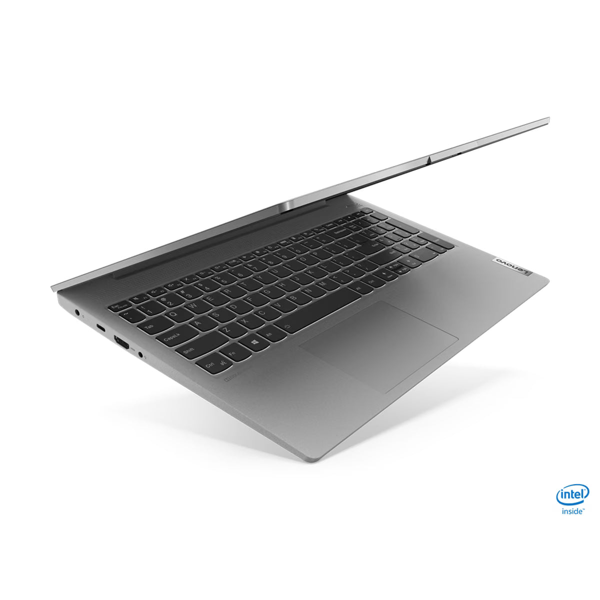 Lenovo IdeaPad 5 15IIL05 refurbished laptop, verlicht toetsenbord met numeriek toetsenblok en zijkant