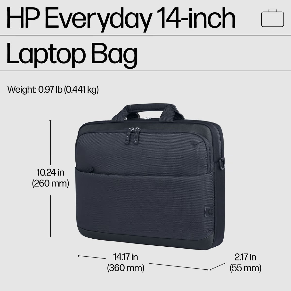 HP Everyday 14 inch laptoptas A08KJAA, afmetingen 360 x 55 x 260 mm