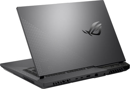 ASUS ROG Strix G15 G513RC 15,6 inch gaming laptop, achterkant met HDMI-, USB-C- en netwerkaansluitingen, schuin links