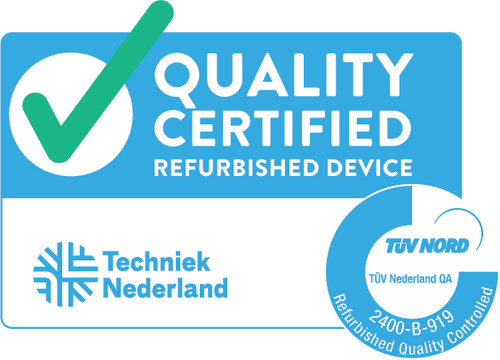 Officieel Keurmerk Refurbished logo van Techniek Nederland, gecertificeerd door TÜV Nord